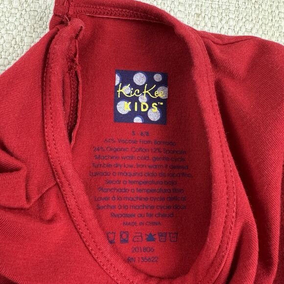 KicKee Kids Red Black Bamboo Umbrellas Rain Print Long Sleeve Circle Dress - Picture 9 of 13